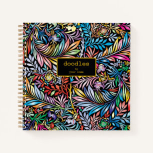 Colorful Floral Doodles Sketchbook Spiral Notebook