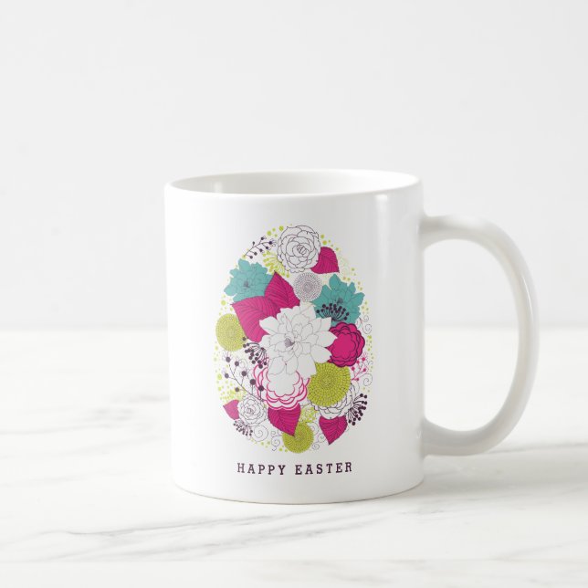 Colorful Floral Easter Egg Personalized Coffee Mug (Right)