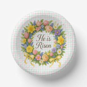 Colorful Floral Easter He is Risen wreath Paper Bowls