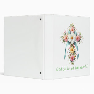 Colorful Floral Easter/Spring Cross 3 Ring Binder