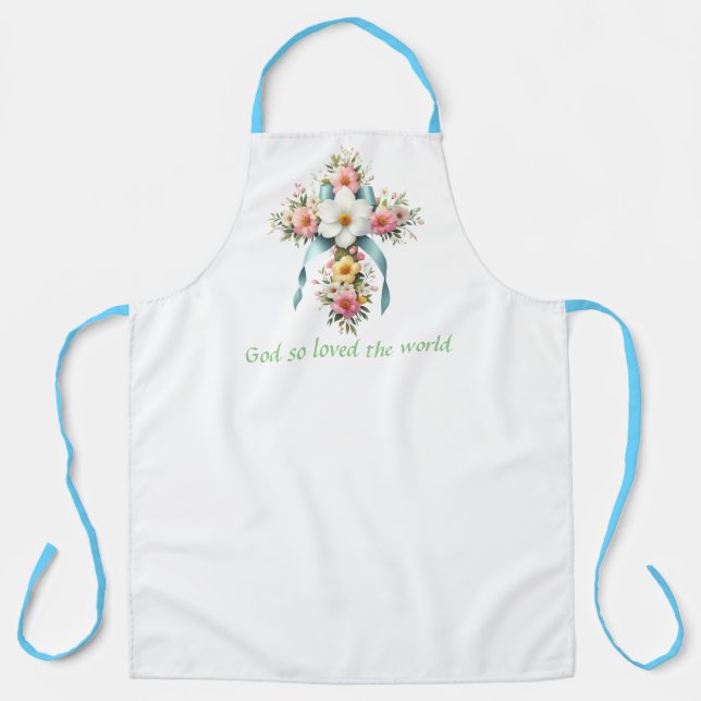 Colorful Floral Easter/Spring Cross Apron (Front)