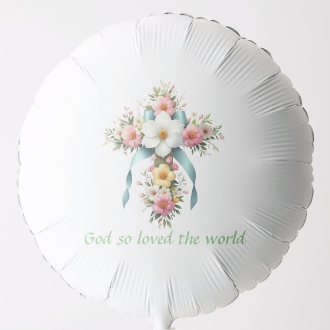 Colorful Floral Easter/Spring Cross Balloon (Front)