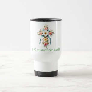 Colorful Floral Easter/Spring Cross Travel Mug