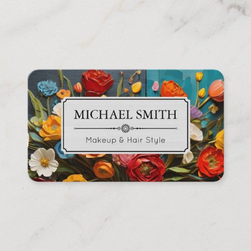 Colorful Floral Elegant Modern 2 Business Card