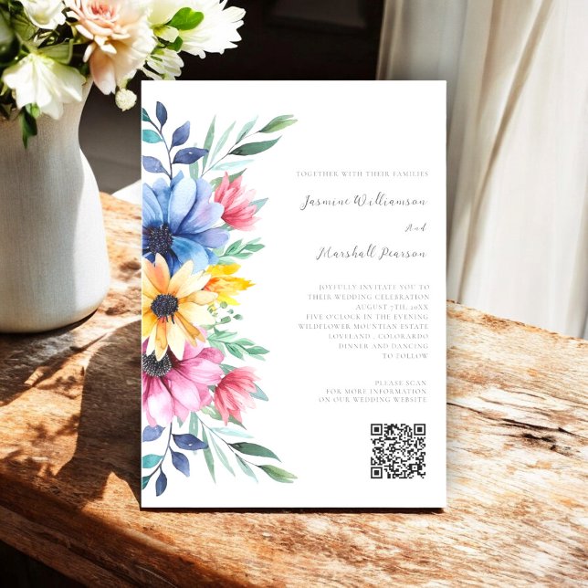colorful floral elegant  qr code wedding website  invitation (elegant floral wedding website qr code wedding invitation, fully editable to suite your needs. )