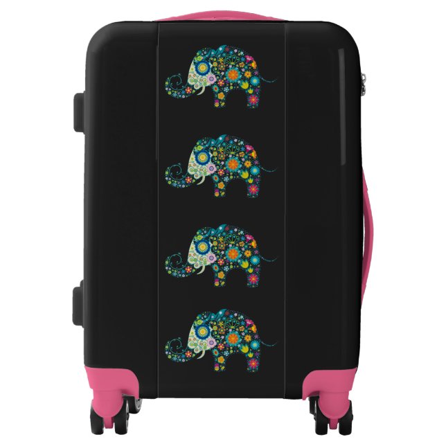 Colorful Floral Elephant 2 Luggage (Front)