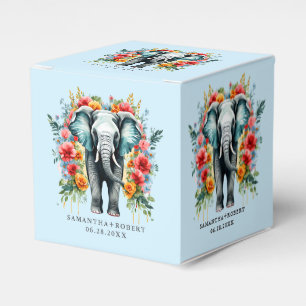 Colorful Floral Elephant Favor Boxes