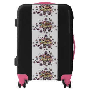 Colorful Floral Elephant Luggage