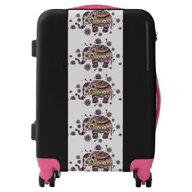 Colorful Floral Elephant Luggage (Front)
