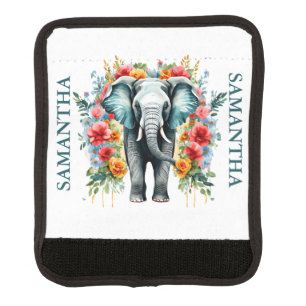Colorful Floral Elephant Luggage Handle Wrap