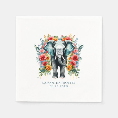 Colorful Floral Elephant Napkins