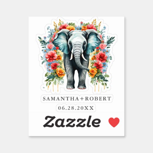 Colorful Floral Elephant Sticker
