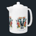 Colorful Floral Elephant Teapot<br><div class="desc">Gray elephant with colorful flower decorations.</div>