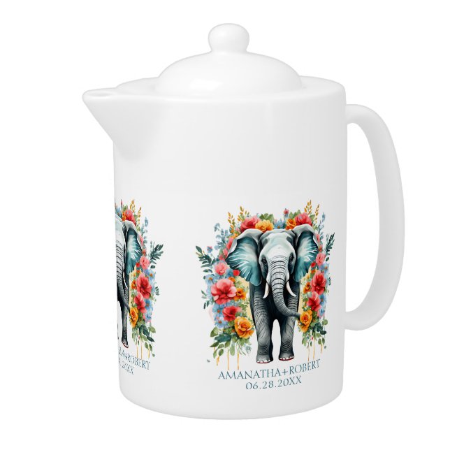 Colorful Floral Elephant Teapot (Right)