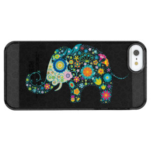Colorful Floral Elephant White Background Clear iPhone SE/5/5s Case