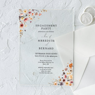 Colorful Floral Engagement Party Acrylic Invitations