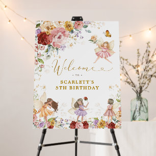 Colorful Floral Fairy Birthday Tea Party Welcome Foam Board