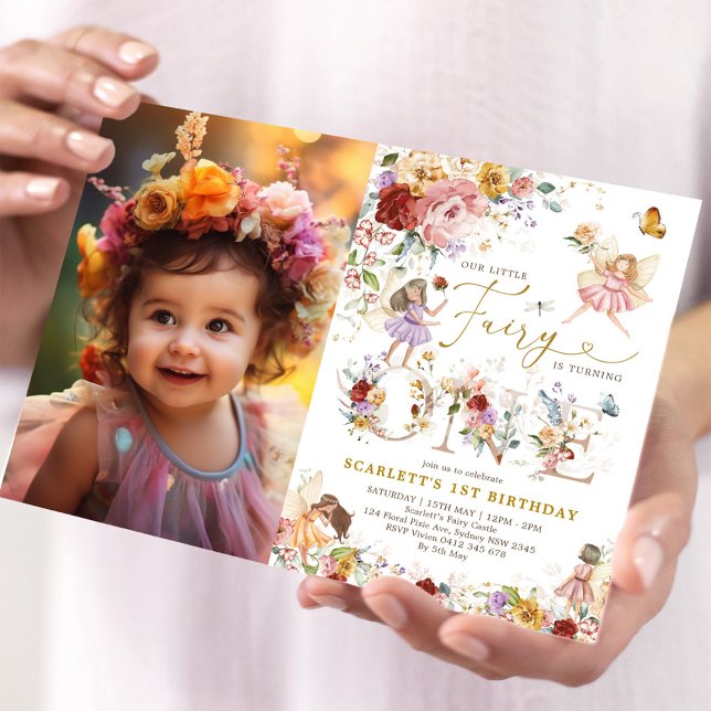Colorful Floral Fairy First Birthday Garden Party Invitation (Creator Uploaded)