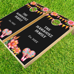 Colorful Floral Family Fiesta Mexican Wedding Cornhole Set