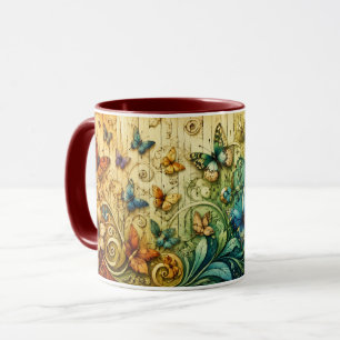 Colorful Floral Fantasy Art Mug   Whimsical Nature
