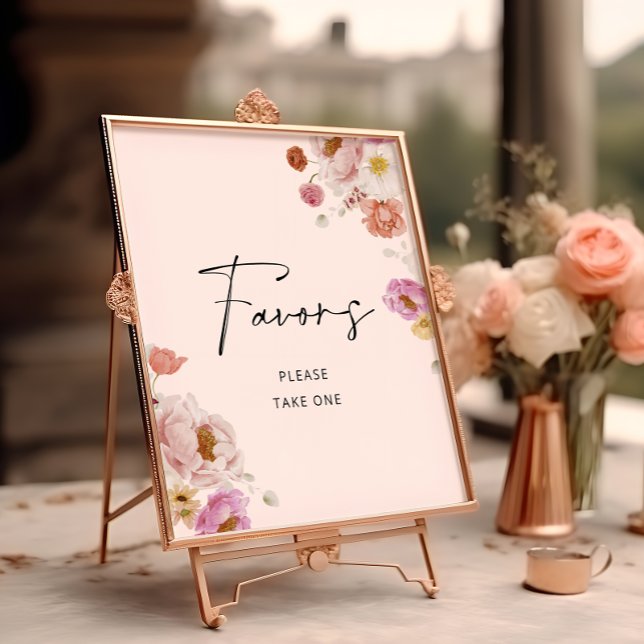 Colorful Floral Favors Bridal Shower Poster (Creator Uploaded)
