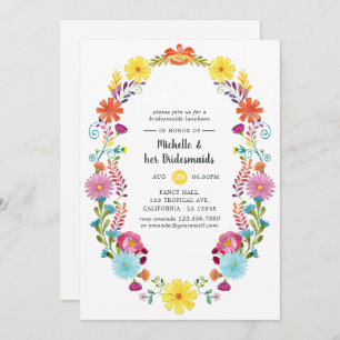 Colorful Floral Fiesta Bridesmaids Luncheon Invitation
