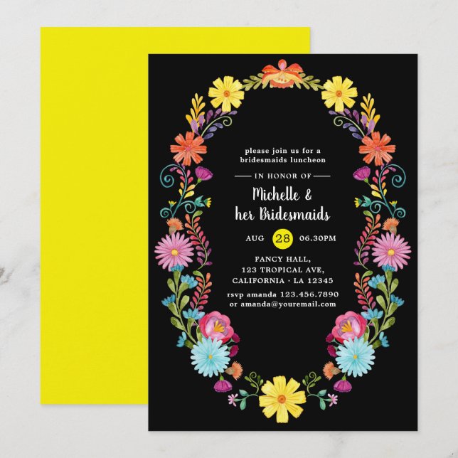 Colorful Floral Fiesta Bridesmaids Luncheon Invitation (Front/Back)