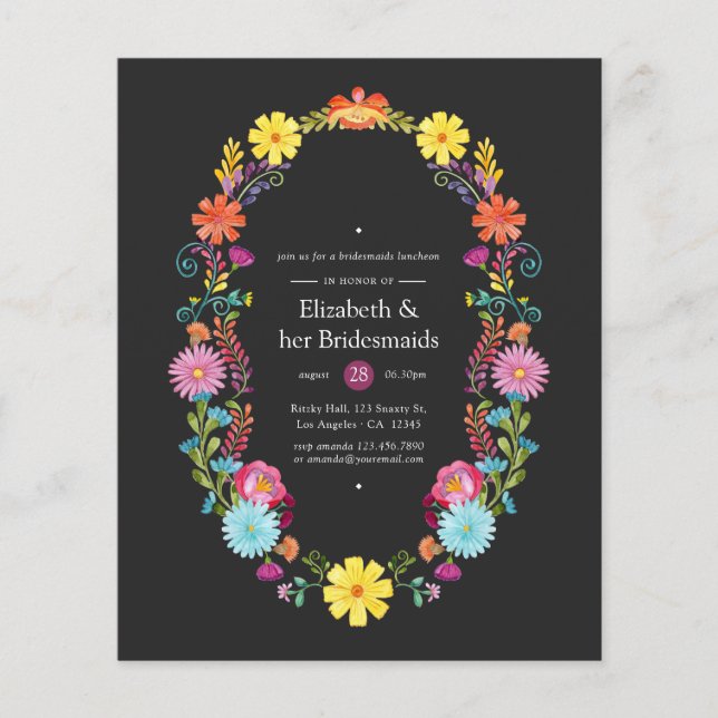 Colorful Floral Fiesta Bridesmaids Luncheon Invite Flyer (Front)