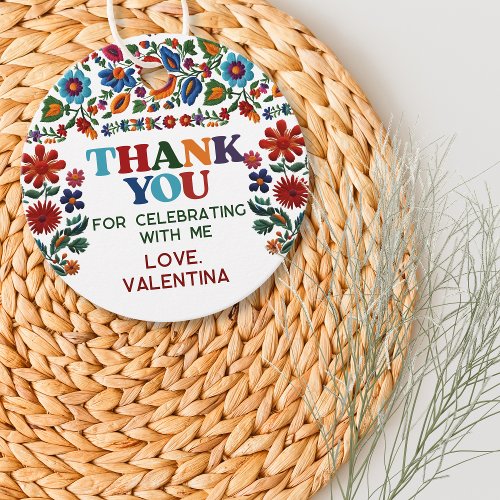 Colorful Floral Fiesta Embroidery Flower Thank You Favor Tags
