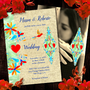 Colorful Floral Fiesta Hummingbird Mexican Wedding Invitation
