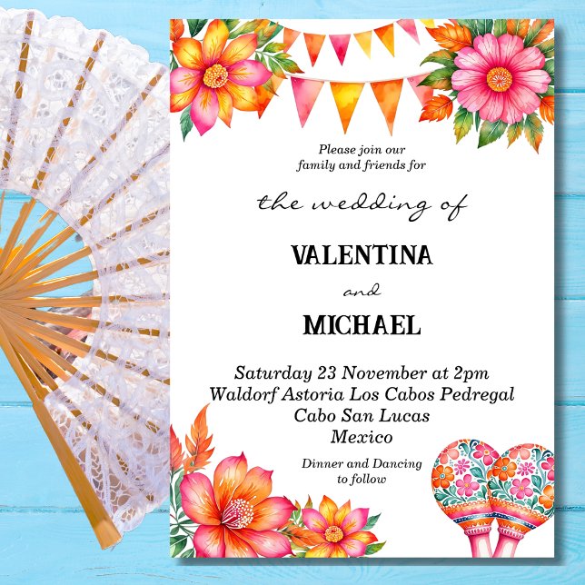 Colorful Floral Fiesta Mexican Wedding Invitation (Creator Uploaded)
