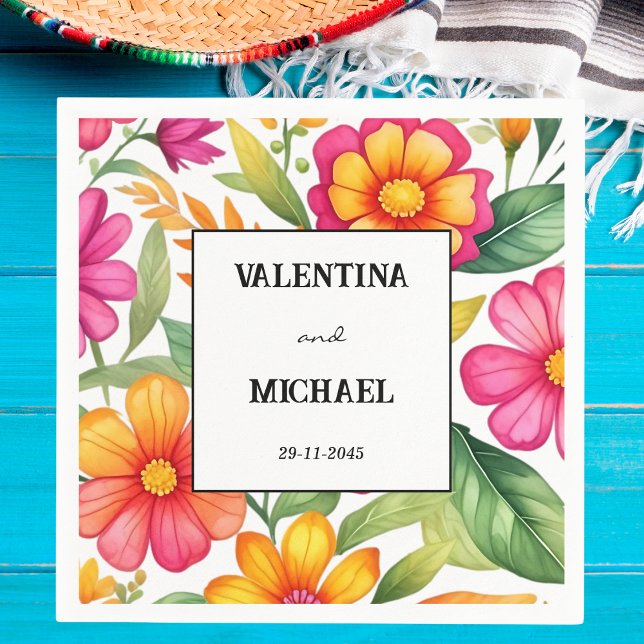 Colorful Floral Fiesta Mexican Wedding Napkins (Creator Uploaded)