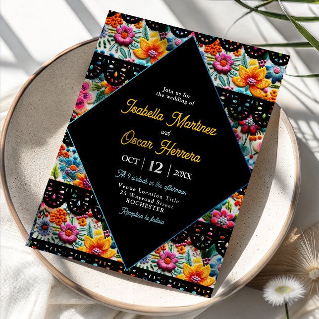 Colorful floral fiesta wedding invitation (Creator Uploaded)