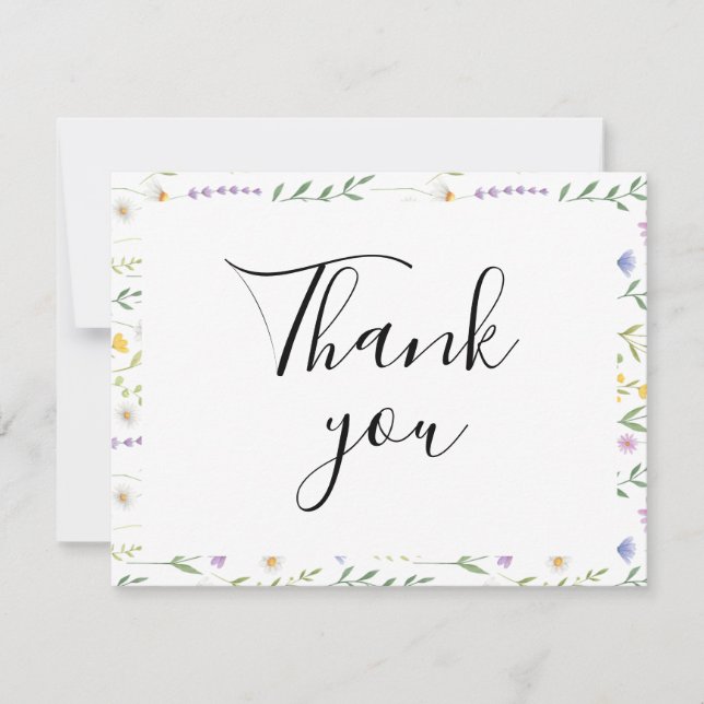 Colorful Floral Flat Thank You Card (Front)