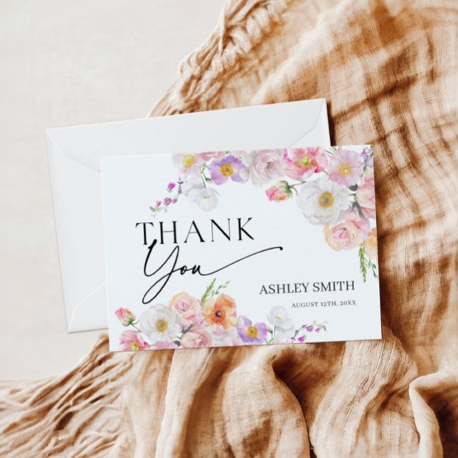 Colorful Floral Flat Thank You Card (Creator Uploaded)
