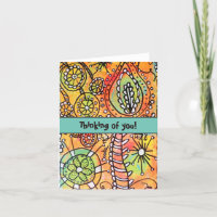 Colorful Floral Flower Doodles Whimsical Art Note Card
