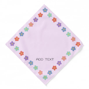 Colorful Floral Flower gradient Personalized Text Bandana