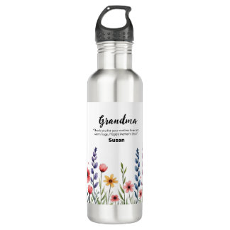 Colorful Floral Flower Happy Mothers Gift Tumbler Stainless Steel Water Bottle