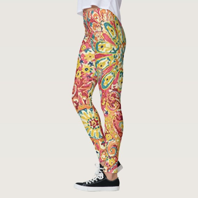 Colorful Floral Flower Leggings (Left)