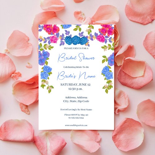 Colorful Floral Flowers Bridal Shower Invitation