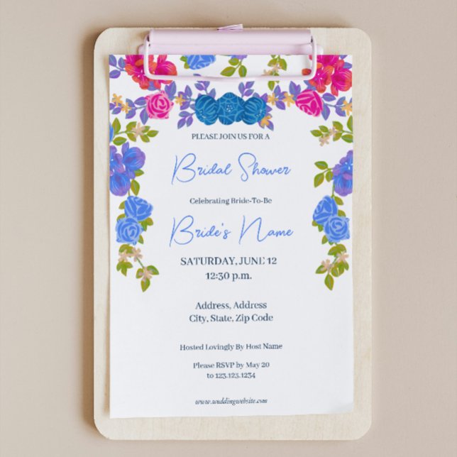 Colorful Floral Flowers Bridal Shower Invitation (Creator Uploaded)