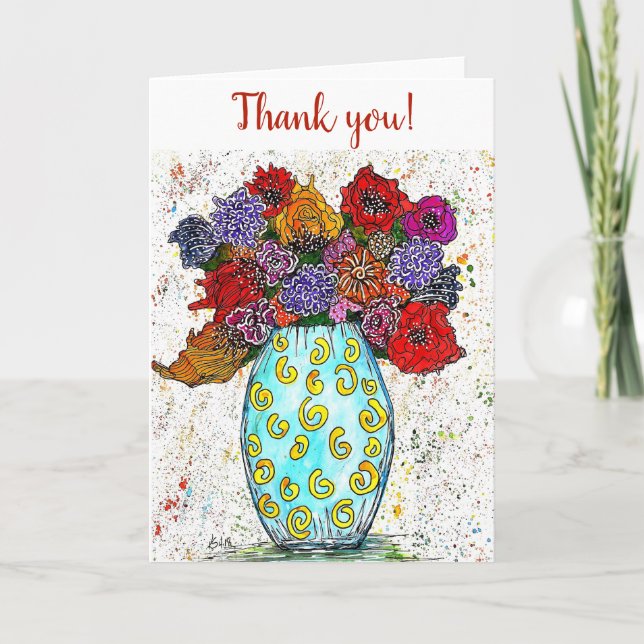 Colorful Floral Flowers Greeting Card (Front)