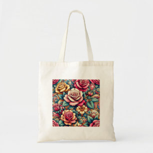 Colorful floral flowers shopping tote bag