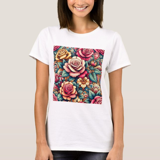 Colorful floral flowers  T-Shirt (Front)