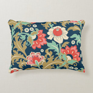 Colorful Floral Folk: Hand Drawn Accent Pillow