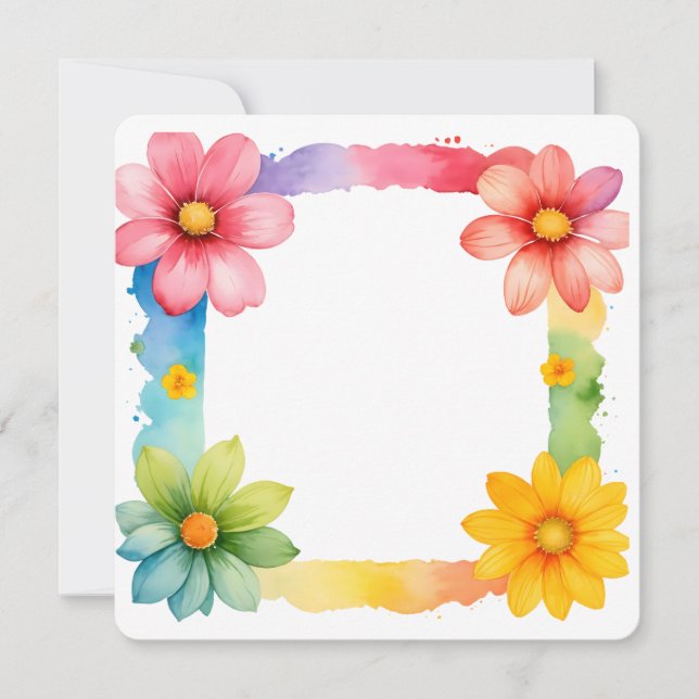 Colorful Floral Frame Background Invitation (Front)