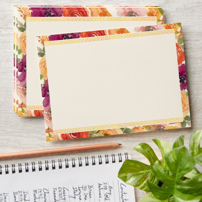 Colorful floral frame beige Chinese wedding  Envelope (Stacked)