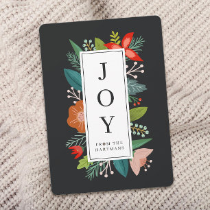 Colorful Floral Frame   Joy   Holiday Card