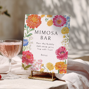 Colorful Floral Garden Bridal Shower Mimosa Bar Poster