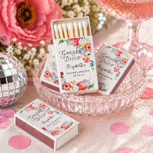 Colorful Floral Garden Disco Party Matchboxes